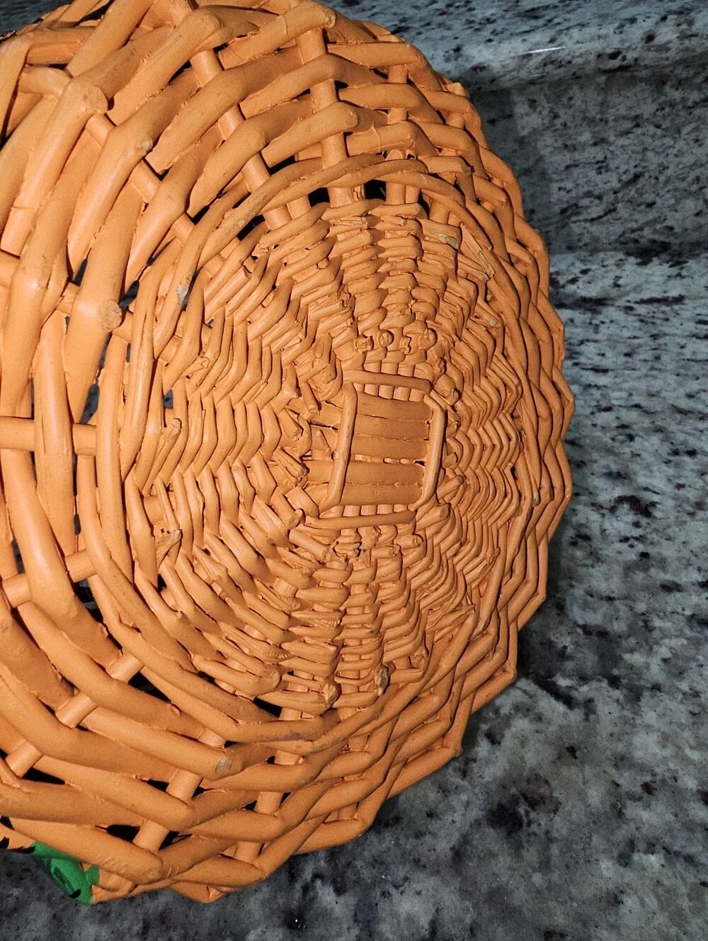 Hand Painted Pumpkin Jack-O-Lantern Basket Spider & Leaves